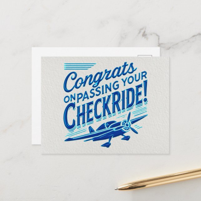 Congrats on passing your checkride! postcard (Front/Back In Situ)