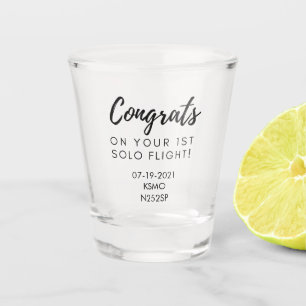 Congrats on solo flight - customisable shot glass