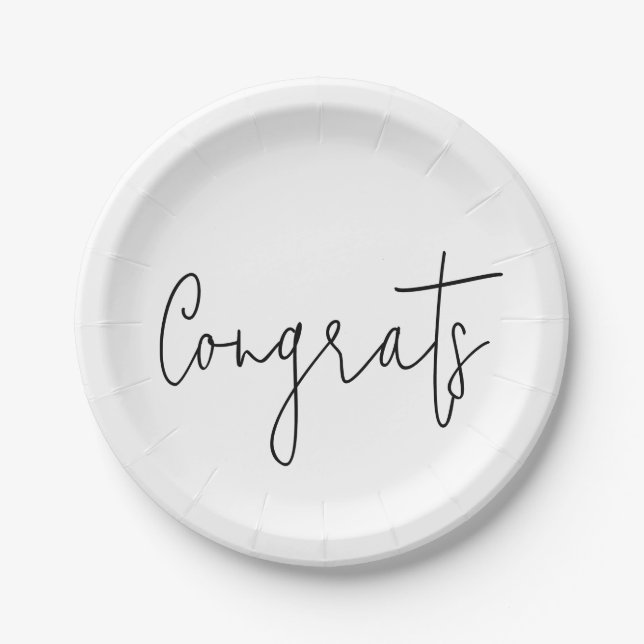 Congrats On White Paper Plate (Front)