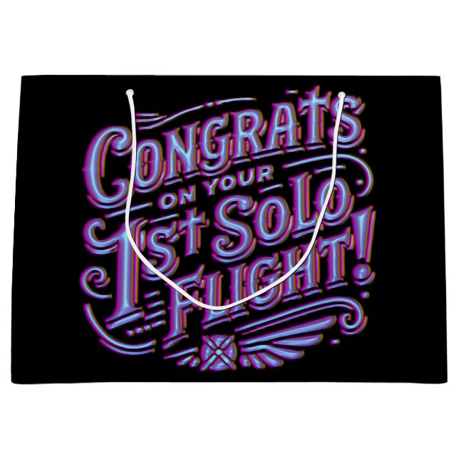 Congrats on your 1st Solo Flight Large Gift Bag (Front)