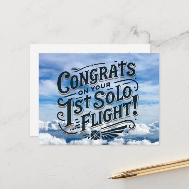 Congrats on your 1st Solo Flight Postcard (Front/Back In Situ)
