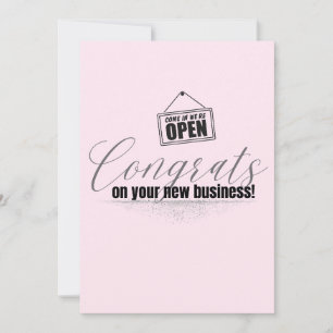 Congrats On Your Business Pink Typography Card