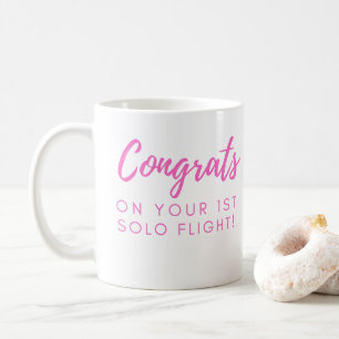 Congrats on your first solo - Pink Customisable Coffee Mug