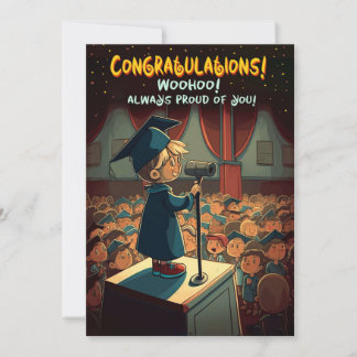 Congrats on Your Graduation - Smiling Boy on Stage Holiday Card