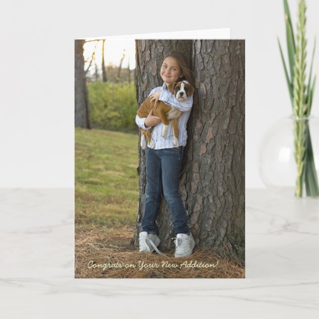 Congrats on Your New Dog... Girl & Puppy Dog Card (Front)