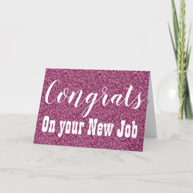 Congrats On Your New Job Purple Faux Glitter Card (Front)