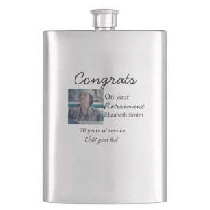 Congrats on your retirement add photo name date mi hip flask
