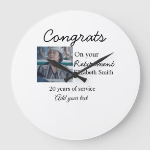 Congrats on your retirement add photo name date mi large clock