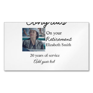 Congrats on your retirement add photo name date mi Magnetic business card