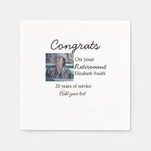 Congrats on your retirement add photo name date mi napkin