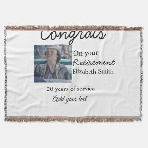 Congrats on your retirement add photo name date mi throw blanket