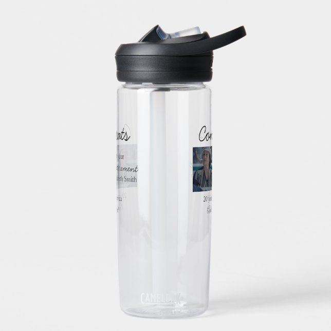 Congrats on your retirement add photo name date mi water bottle (Left)