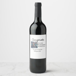 Congrats on your retirement add photo name date mi wine label