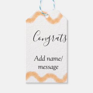 Congrats orange spiral Spanish border boho retro n Gift Tags