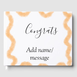 Congrats orange spiral Spanish border boho retro n Guest Book