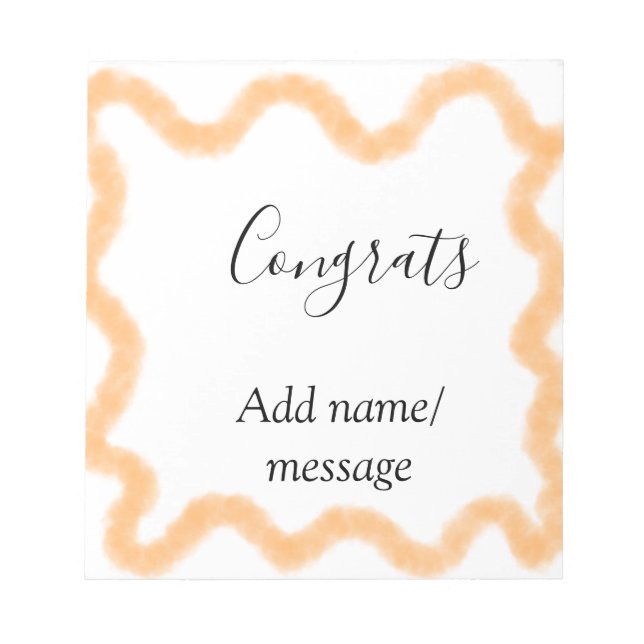 Congrats orange spiral Spanish border boho retro n Notepad (Front)