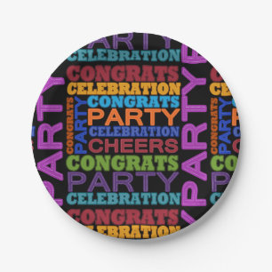 congrats party celebration paper plate
