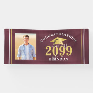 Congrats Photo Burgundy Gold 2021 Graduation Banner