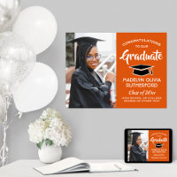 Congrats Photo Orange Black and White Graduation