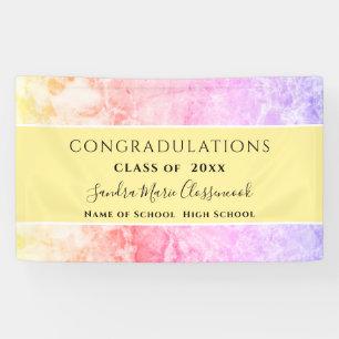Congrats Pink Purple Yellow Amethyst Crystal Grad Banner