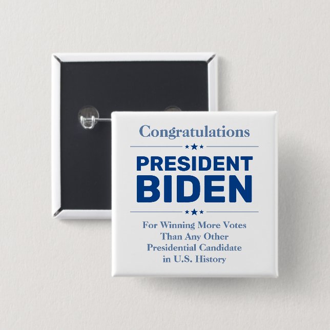 Congrats President Biden Most Voted Candidate 15 Cm Square Badge (Front & Back)
