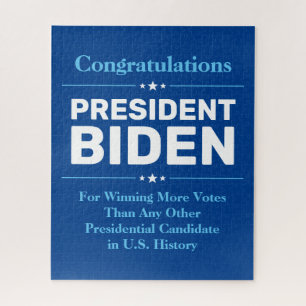 Congrats President Biden Most Voted Candidate Blue Jigsaw Puzzle