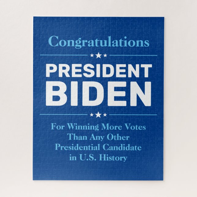 Congrats President Biden Most Voted Candidate Blue Jigsaw Puzzle (Vertical)