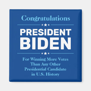 Congrats President Biden Most Voted Candidate Blue Magnet