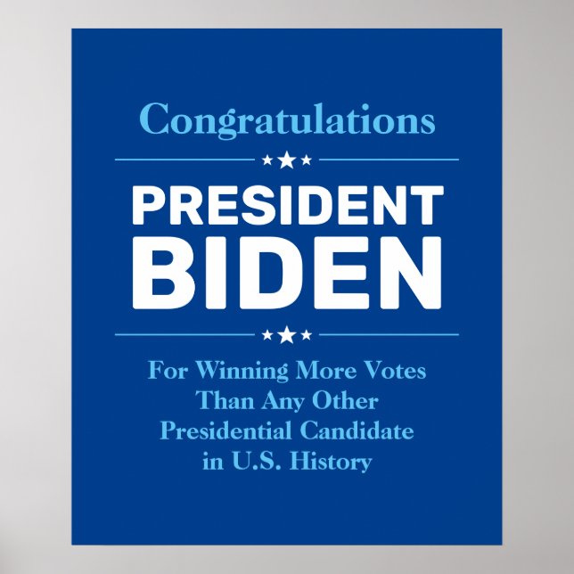 Congrats President Biden Most Voted Candidate Blue Poster (Front)
