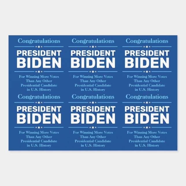 Congrats President Biden Most Voted Candidate Blue Wrapping Paper Sheet (Front)