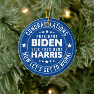Congrats President Biden, VP Harris! Custom Colour Ceramic Ornament