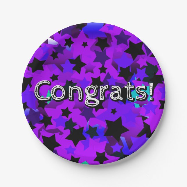 Congrats! Punk Stars Paper Plate (Front)