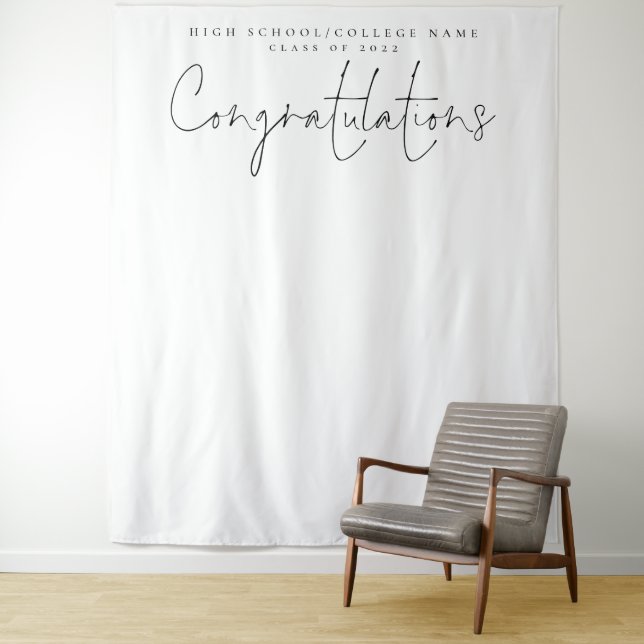 Congrats School Class 2024 Grad Photo Backdrop Tapestry (In Situ)