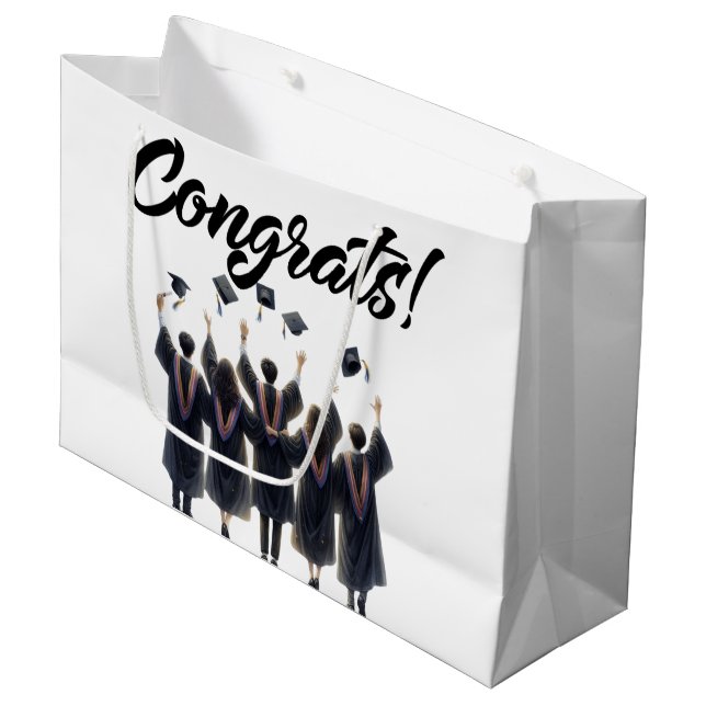 Congrats School Grads Large Gift Bag (Front Angled)