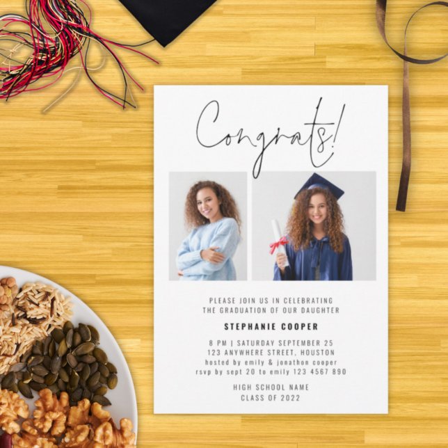 Congrats Script 2 Photo 2022 Graduation Party Invitation (Creator Uploaded)