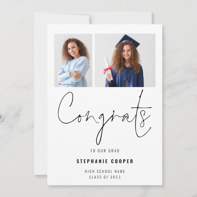 Congrats Script 2 Photo 2023 Graduation  Announcement (Front)