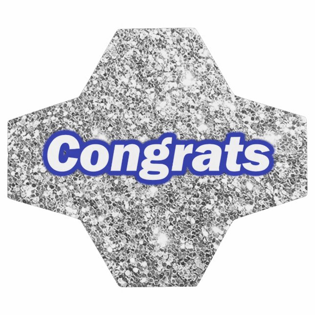 Congrats Silver Glitter Background Soccer Ball (Flat)