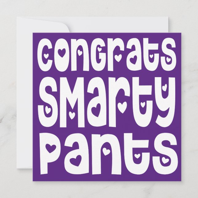 Congrats Smarty Pants Text Hearts Exam Purple (Front)