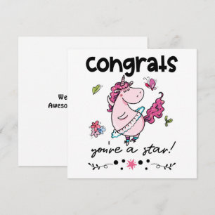 Congrats Star Cartoon Dancing Unicorn Humour Card