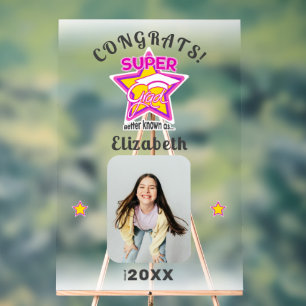 Congrats Super Grad Pink- Editable Photo and Text Acrylic Sign