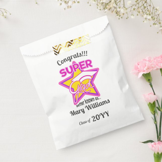 Congrats Super Grad Pink-Editable Text Favour Bag (Sealed)