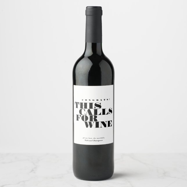 Congrats This Calls for Wine | Celebration Label (Front)