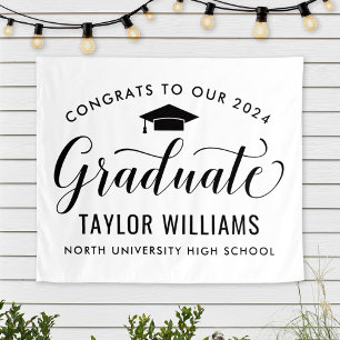 Congrats to Our 2024 Graduate White Graduation Tapestry