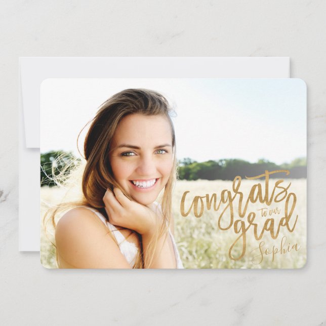 CONGRATS TO OUR GRAD SCRIPT GRADUATION ANNOUNCEMENT (Front)