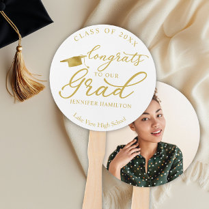 Congrats To Our Grad  Simple 1 Photo Graduation  Hand Fan