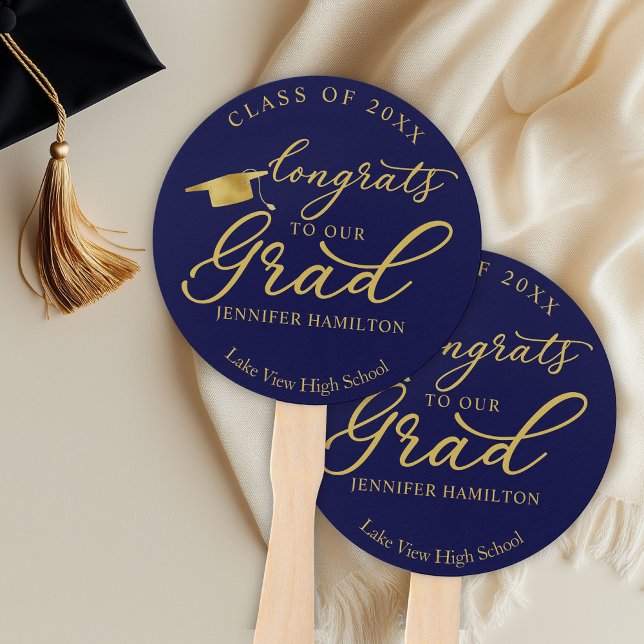 Congrats To Our Grad  Simple Elegant Graduation  Hand Fan (Creator Uploaded)