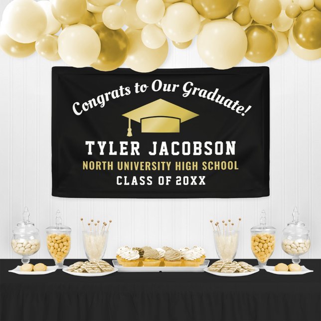 Congrats To Our Graduate Black and Gold Custom Banner (Creator Uploaded)