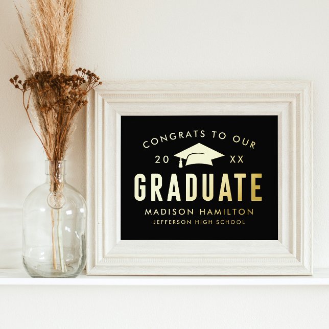 Congrats to our Graduate Black Graduation Party Foil Prints (Creator Uploaded)