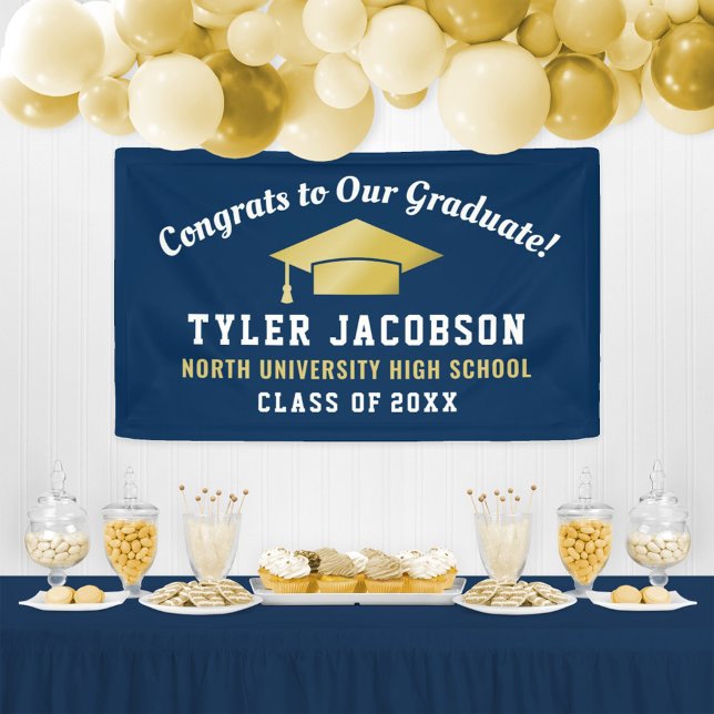 Congrats To Our Graduate Navy and Gold Custom Banner (Creator Uploaded)