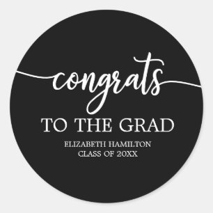Congrats To The Grad Chic Calligraphy Graduation C Classic Round Sticker